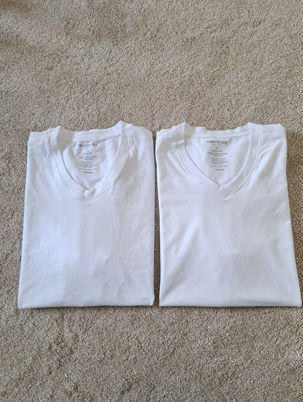 Kenneth Cole New York Men's White V-Neck Short Sleeve Tees Set Of 2 Cotton NWOT